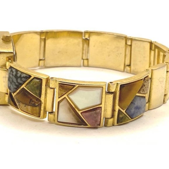 Vintage Xavier Quartz Japan Movement gemstone inlay watch. Needs new battery. Wa - Picture 6 of 7